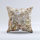 Faded Torn Newspaper Letter Collage ink-Fuzed Decorative Throw Pillow