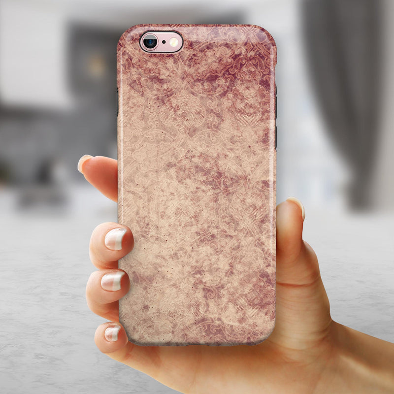 Faded Vintage Maroon Rococo Pattern iPhone 6/6s or 6/6s Plus 2-Piece Hybrid INK-Fuzed Case