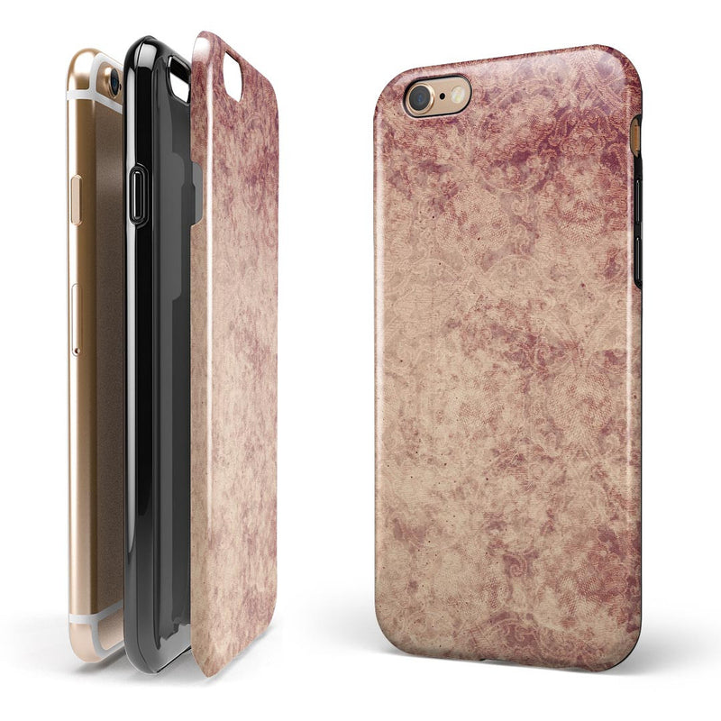 Faded Vintage Maroon Rococo Pattern iPhone 6/6s or 6/6s Plus 2-Piece Hybrid INK-Fuzed Case