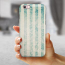 Faded White and Blue Scratched Vertival Stripes iPhone 6/6s or 6/6s Plus 2-Piece Hybrid INK-Fuzed Case