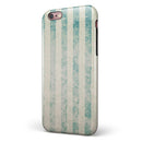 Faded White and Blue Scratched Vertival Stripes iPhone 6/6s or 6/6s Plus 2-Piece Hybrid INK-Fuzed Case