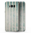 Faded White and Blue Scratched Vertival Stripes - Samsung Galaxy S8 Full-Body Skin Kit