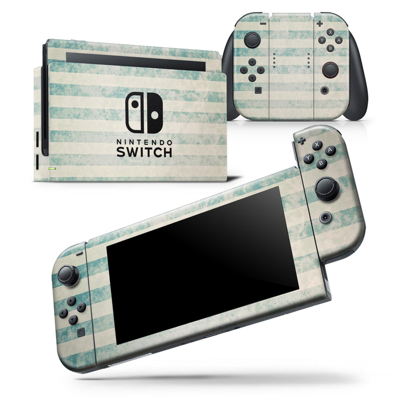 Faded White and Blue Scratched Vertival Stripes - Skin Wrap Decal for Nintendo Switch Lite Console & Dock - 3DS XL - 2DS - Pro - DSi - Wii - Joy-Con Gaming Controller