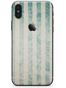 Faded White and Blue Scratched Vertival Stripes - iPhone X Skin-Kit