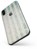 Faded White and Blue Scratched Vertival Stripes - iPhone X Skin-Kit