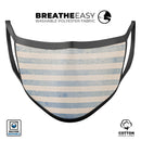 Faded White and Blue Vertical Stripes - Made in USA Mouth Cover Unisex Anti-Dust Cotton Blend Reusable & Washable Face Mask with Adjustable Sizing for Adult or Child