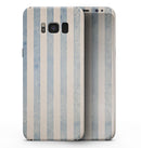 Faded White and Blue Vertical Stripes - Samsung Galaxy S8 Full-Body Skin Kit
