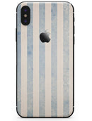 Faded White and Blue Vertical Stripes - iPhone X Skin-Kit
