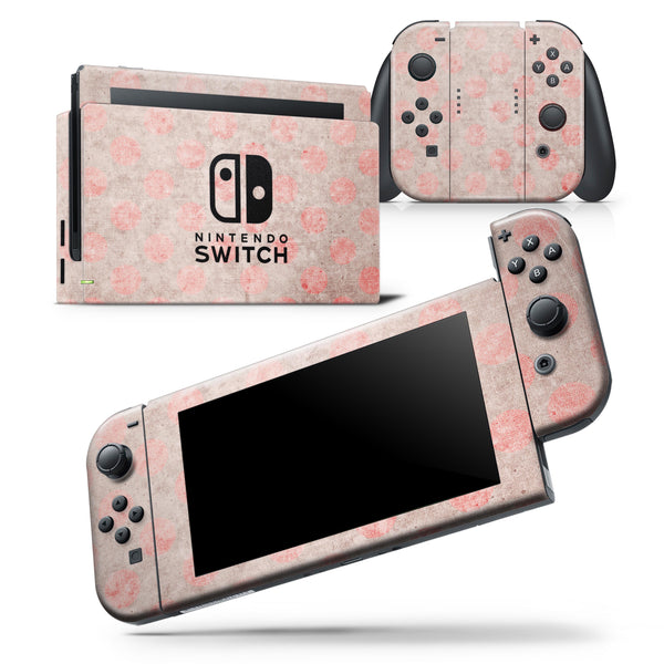 Fading Brown and Red Polkadotted Pattern - Skin Wrap Decal for Nintendo Switch Lite Console & Dock - 3DS XL - 2DS - Pro - DSi - Wii - Joy-Con Gaming Controller