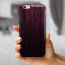 Falling Micro Hearts Over Burgundy Planks of Wood iPhone 6/6s or 6/6s Plus 2-Piece Hybrid INK-Fuzed Case