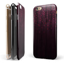 Falling Micro Hearts Over Burgundy Planks of Wood iPhone 6/6s or 6/6s Plus 2-Piece Hybrid INK-Fuzed Case