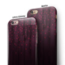Falling Micro Hearts Over Burgundy Planks of Wood iPhone 6/6s or 6/6s Plus 2-Piece Hybrid INK-Fuzed Case
