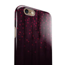 Falling Micro Hearts Over Burgundy Planks of Wood iPhone 6/6s or 6/6s Plus 2-Piece Hybrid INK-Fuzed Case