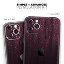 Falling Micro Hearts Over Burgundy Planks of Wood 2  - Protective Skin Wrap & Decal – Compatible with iPhone SE to iPhone 17 Pro Max (All Models)