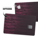 Falling Micro Hearts Over Burgundy Planks of Wood - Premium Protective Decal Skin-Kit for the Apple Credit Card