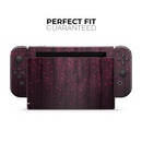 Falling Micro Hearts Over Burgundy Planks of Wood // Skin Decal Wrap Kit for Nintendo Switch Console & Dock, Joy-Cons, Pro Controller, Lite, 3DS XL, 2DS XL, DSi, or Wii - Vinyl Skin Wrap for Nintendo Switch 2, OLED, Lite, Pro Controller & Wii