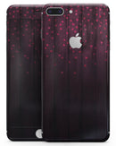 Falling Micro Hearts Over Burgundy Planks of Wood - Skin-kit for the iPhone 8 or 8 Plus