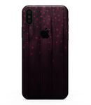 Falling Micro Hearts Over Burgundy Planks of Wood - iPhone XS MAX, XS/X, 8/8+, 7/7+, 5/5S/SE Skin-Kit (All iPhones Available)