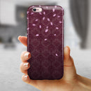 Falling Pink Petals Over royal Burgundy Pattern iPhone 6/6s or 6/6s Plus 2-Piece Hybrid INK-Fuzed Case