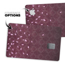 Falling Pink Petals Over royal Burgundy Pattern - Premium Protective Decal Skin-Kit for the Apple Credit Card