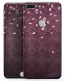 Falling Pink Petals Over royal Burgundy Pattern - Skin-kit for the iPhone 8 or 8 Plus