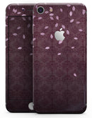 Falling Pink Petals Over royal Burgundy Pattern - Skin-kit for the iPhone 8 or 8 Plus