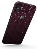 Falling Pink Petals Over royal Burgundy Pattern - iPhone X Skin-Kit