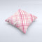 Fancy Pink Vintage Plaid Ink-Fuzed Decorative Throw Pillow
