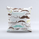 Fashion Mustache Variety On White ink-Fuzed Decorative Throw Pillow