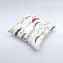 Fashion Mustache Variety On White ink-Fuzed Decorative Throw Pillow