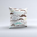 Fashion Mustache Variety On White ink-Fuzed Decorative Throw Pillow