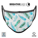 Feathery Watercolor - Made in USA Mouth Cover Unisex Anti-Dust Cotton Blend Reusable & Washable Face Mask with Adjustable Sizing for Adult or Child