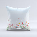 Field of Blooming Hearts ink-Fuzed Decorative Throw Pillow