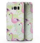 Flamingos Over Green Leaves - Samsung Galaxy S8 Full-Body Skin Kit
