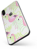 Flamingos Over Green Leaves - iPhone X Skin-Kit