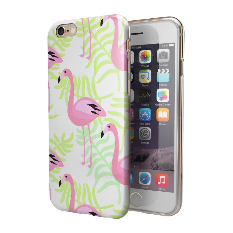 Flamingos Over Shades of Green Leaves iPhone 6/6s or 6/6s Plus 2-Piece Hybrid INK-Fuzed Case