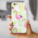 Flamingos Over Shades of Green Leaves iPhone 6/6s or 6/6s Plus 2-Piece Hybrid INK-Fuzed Case