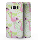 Flamingos Over Shades of Green Leaves - Samsung Galaxy S8 Full-Body Skin Kit