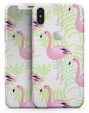 Flamingos Over Shades of Green Leaves - iPhone X Skin-Kit