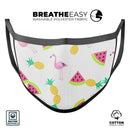 Flaminos Fun and Fruit - Made in USA Mouth Cover Unisex Anti-Dust Cotton Blend Reusable & Washable Face Mask with Adjustable Sizing for Adult or Child