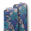 Floral Blues iPhone 6/6s or 6/6s Plus 2-Piece Hybrid INK-Fuzed Case