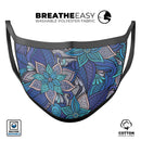 Floral Blues - Made in USA Mouth Cover Unisex Anti-Dust Cotton Blend Reusable & Washable Face Mask with Adjustable Sizing for Adult or Child