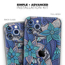 Floral Blues - Vinyl Skin Wrap for iPhone 17 Pro Max, 17 Pro, 17 Air, 17, 16 & All Models — Soft Matte or Ultra Gloss
