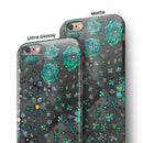 Floral Pattern on Black Watercolor iPhone 6/6s or 6/6s Plus 2-Piece Hybrid INK-Fuzed Case