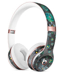 Floral Pattern on Black Watercolor Full-Body Skin Kit for the Beats by Dre Solo 3 Wireless Headphones