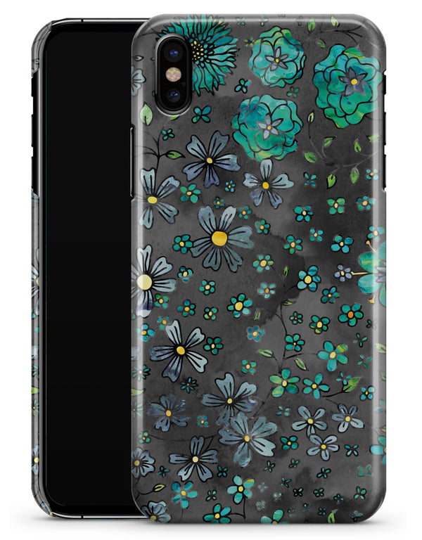 Floral Pattern on Black Watercolor - iPhone X Clipit Case