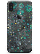Floral Pattern on Black Watercolor - iPhone X Skin-Kit