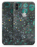 Floral Pattern on Black Watercolor - iPhone X Skin-Kit
