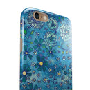 Floral Pattern on Blue Watercolor iPhone 6/6s or 6/6s Plus 2-Piece Hybrid INK-Fuzed Case