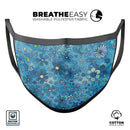 Floral Pattern on Blue Watercolor - Made in USA Mouth Cover Unisex Anti-Dust Cotton Blend Reusable & Washable Face Mask with Adjustable Sizing for Adult or Child
